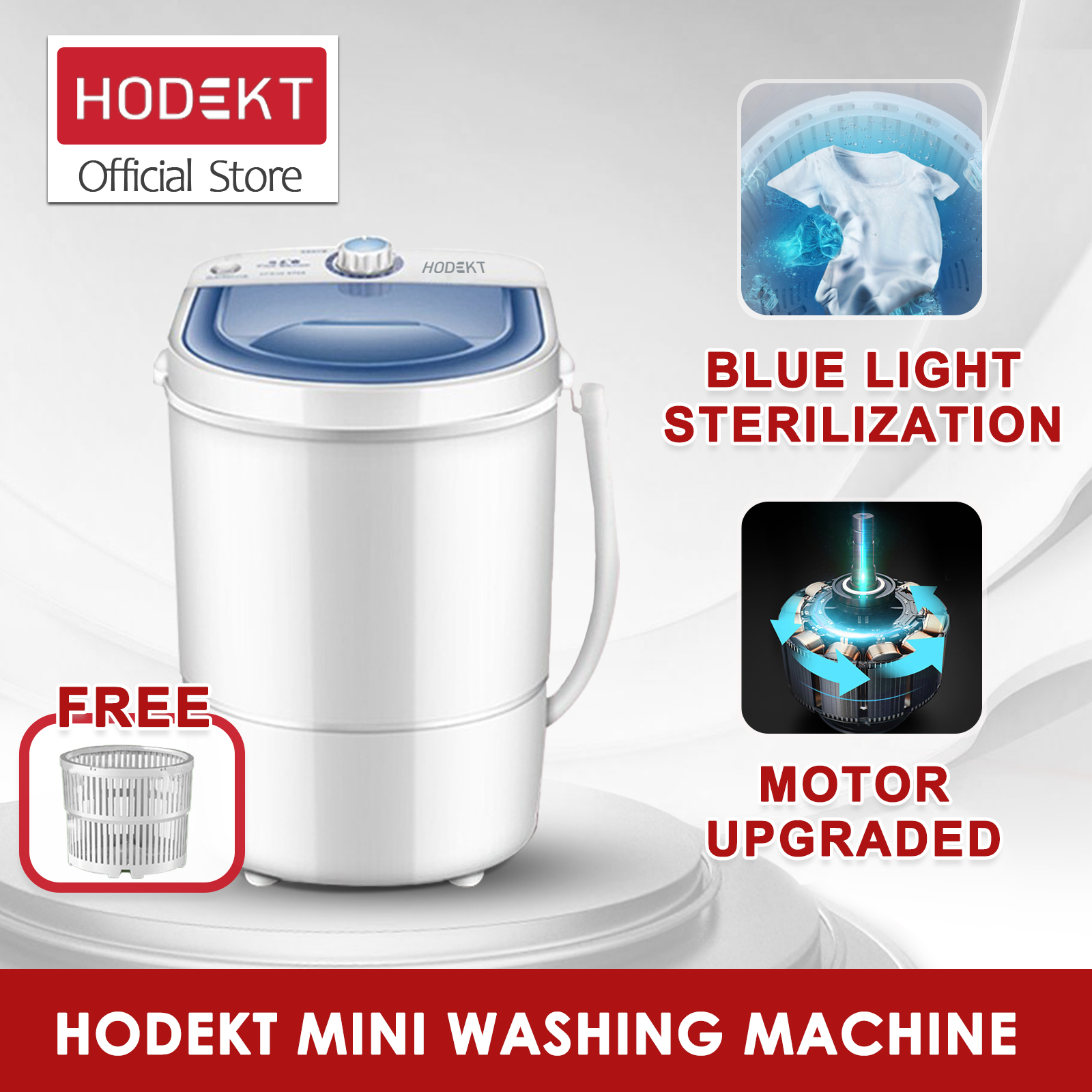 HODEKT Mini Washing Machine 4.5Kg Semi Auto Laundry Clothes Washer