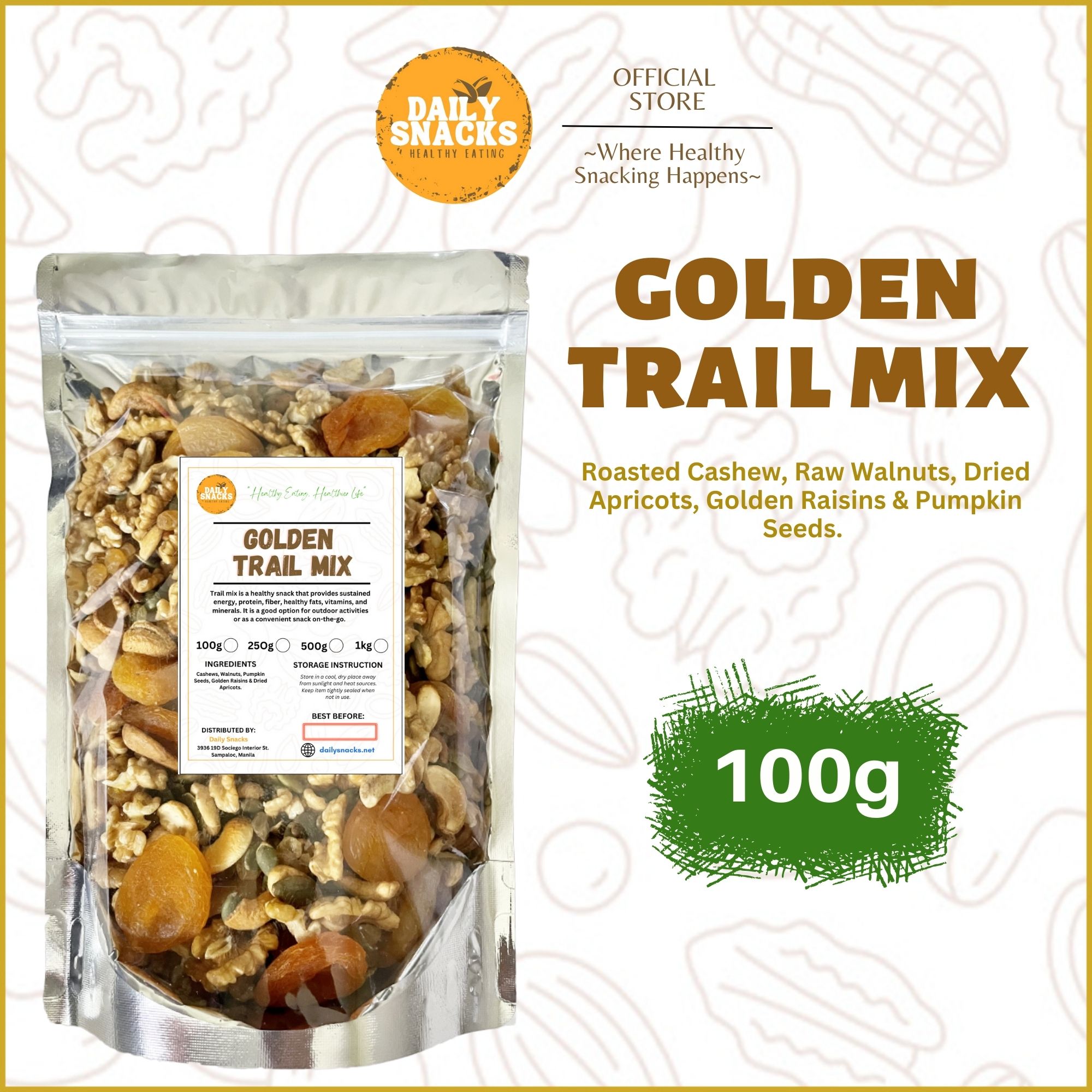 Daily Snacks Golden Trail Mix (Nuts, Seeds & Dried Fruits)