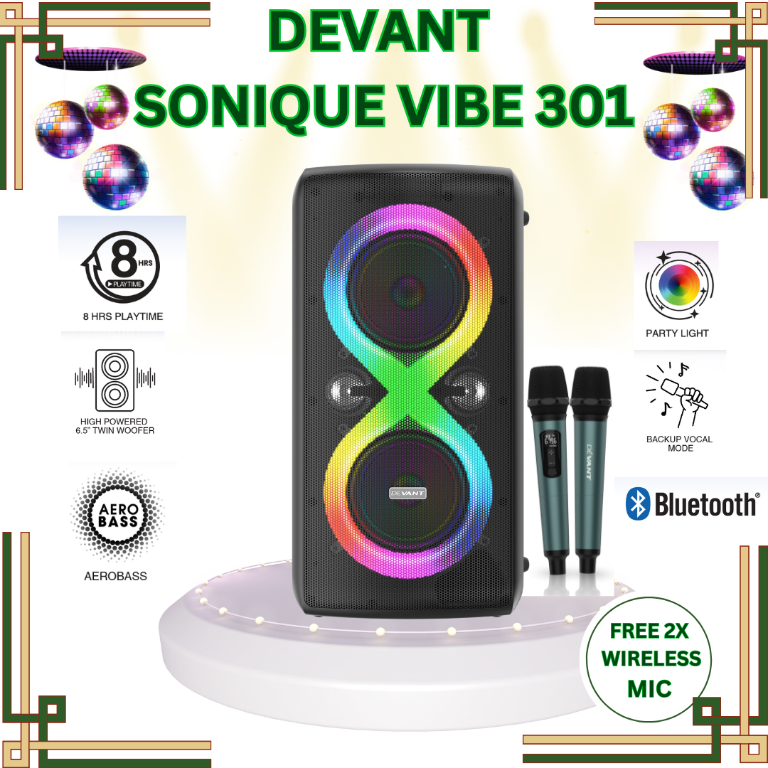 DEVANT Sonique Vibe 301 Portable Party Speaker w/ Twin