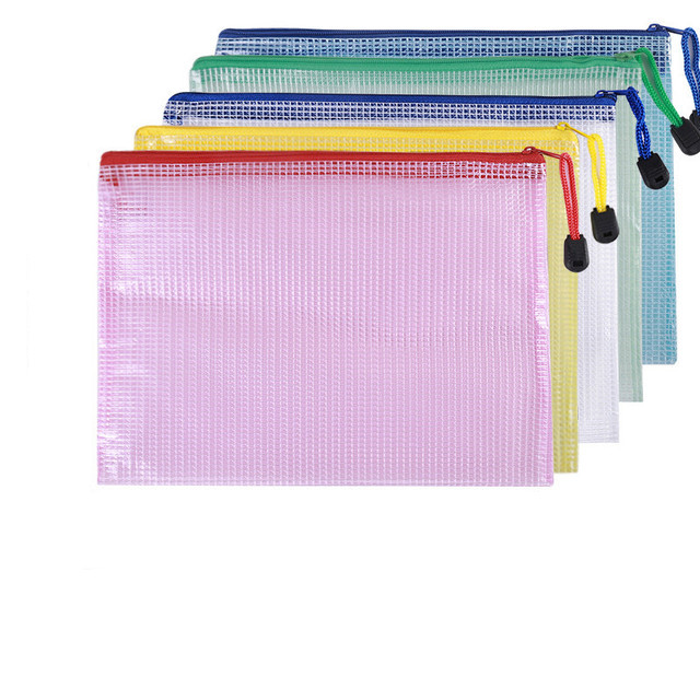 5pcs stationery storage folder file mesh zipper pouch a4 a5 a6 b4 b5 a3 b4 document bag zip file folders school office supplies