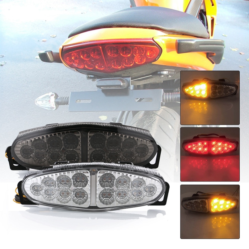 LED Motorcycle Turn Signals Integrated Tail Light Rear Brake Taillight