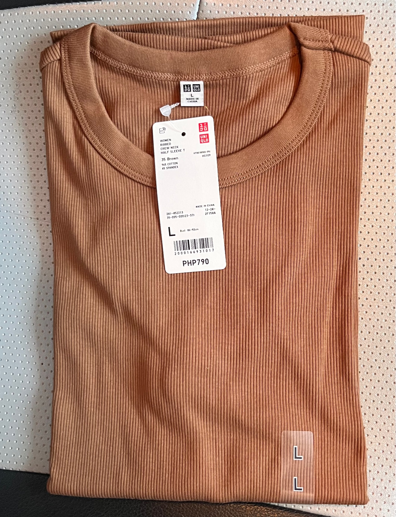Uniqlo Ribbed Crew Neck Half Sleeve S-XXL Half Sleeve Casual Top