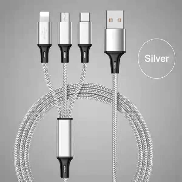 3 in 1 USB Charging Cable Fast Charger cord Type C / Lightning iPhone