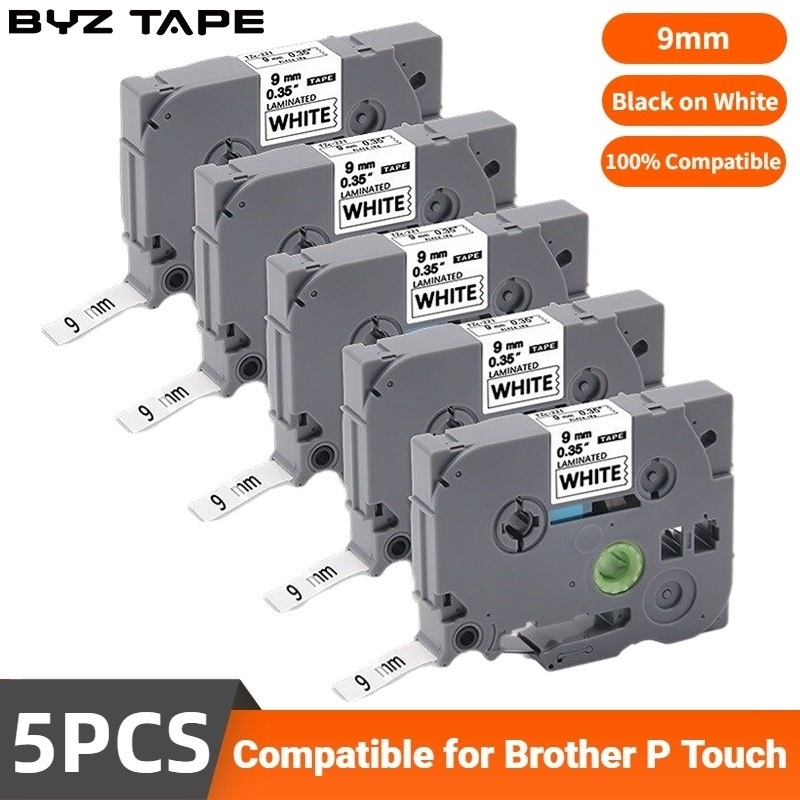 naoj.ph BYZ TAPE TZe221 9mm 5 Pack Black On White Tze-221 Tze221 Tze 221  Label Compatible For Brother P-Touch Maker Tz221