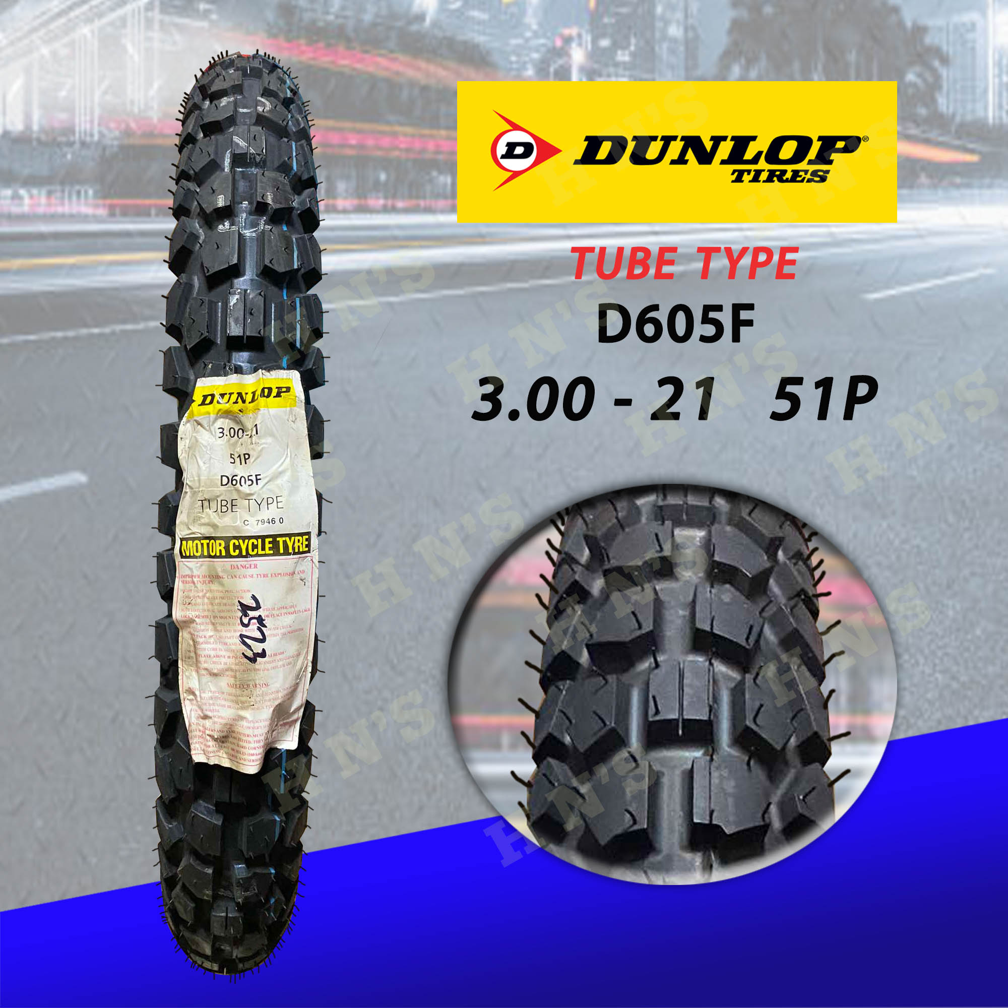 Dunlop D605 Dual Sport Tire Set - 90/90-21 Front & 4.60-18 Rear