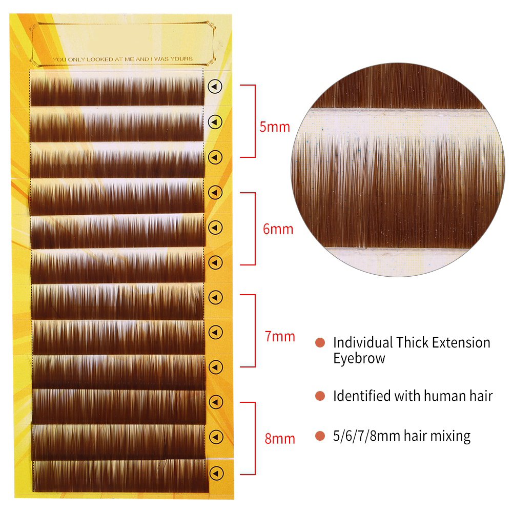 False Eyelashes 12 Pcs Mixed Dark Brown False Eyebrow Extension Fake Eyebrow Individual Eyebrows 5-8mm