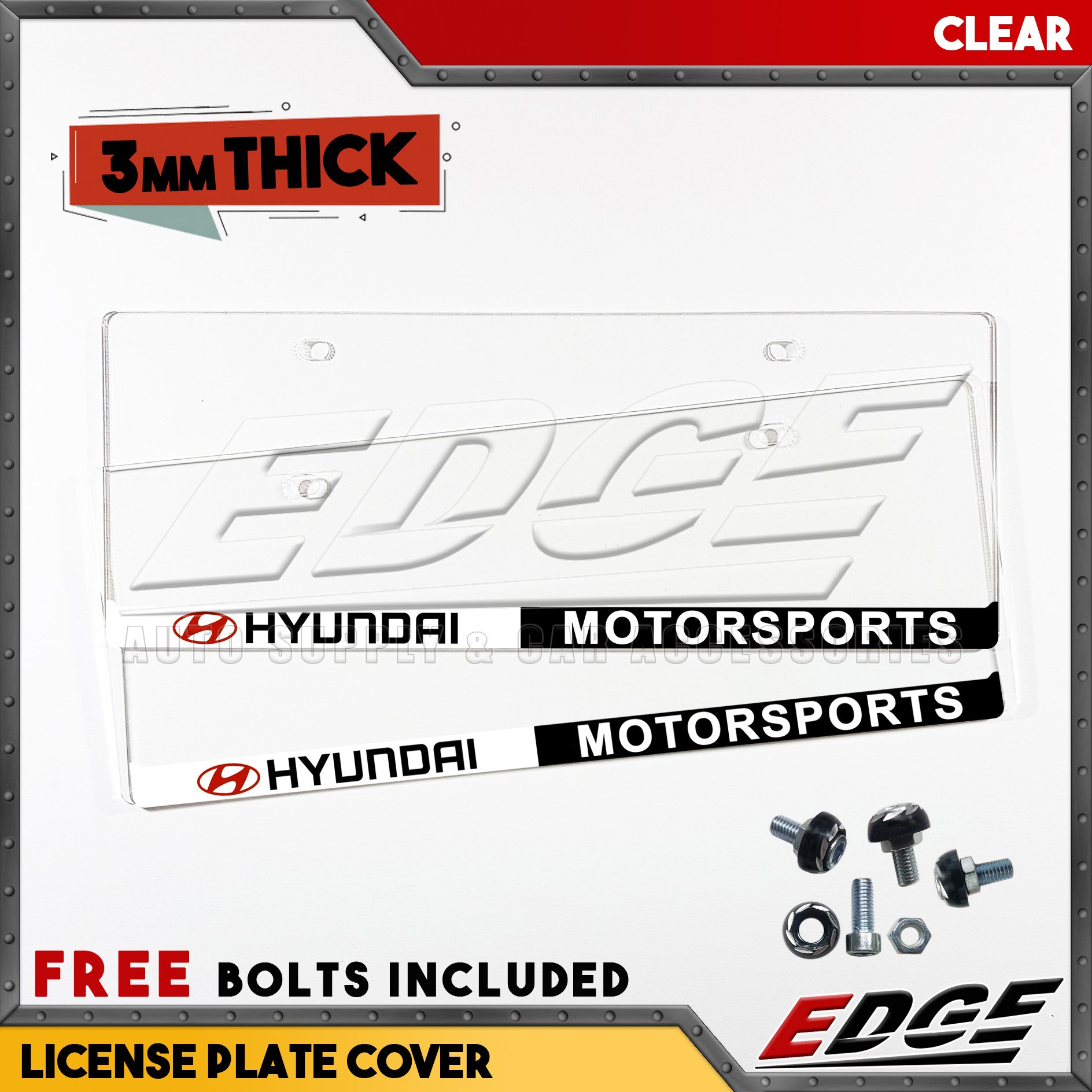 HYUNDAI MOTORSPORTS Clear License Plate Cover 2pcs/set // universal