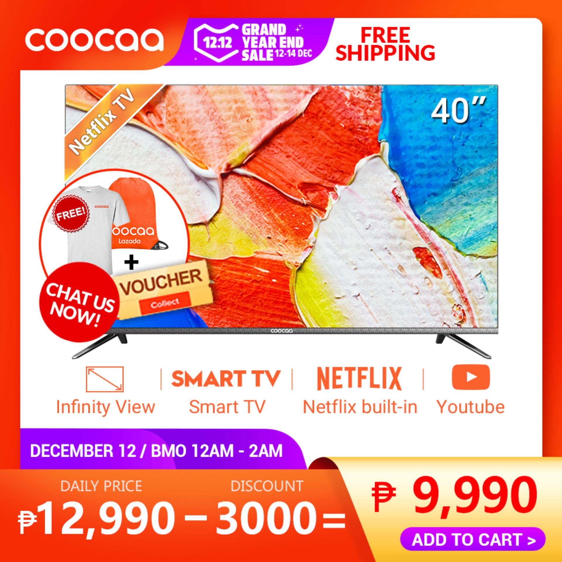 COOCAA 40 Inch Smart Netflix Built-In Frameless FHD LED TV -Slim Wifi (Model 40S3N)