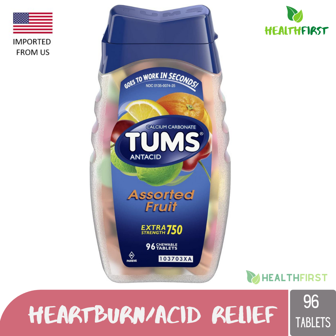 TUMS Antacid Extra Strength 750mg Assorted Fruits for Heartburn Relief