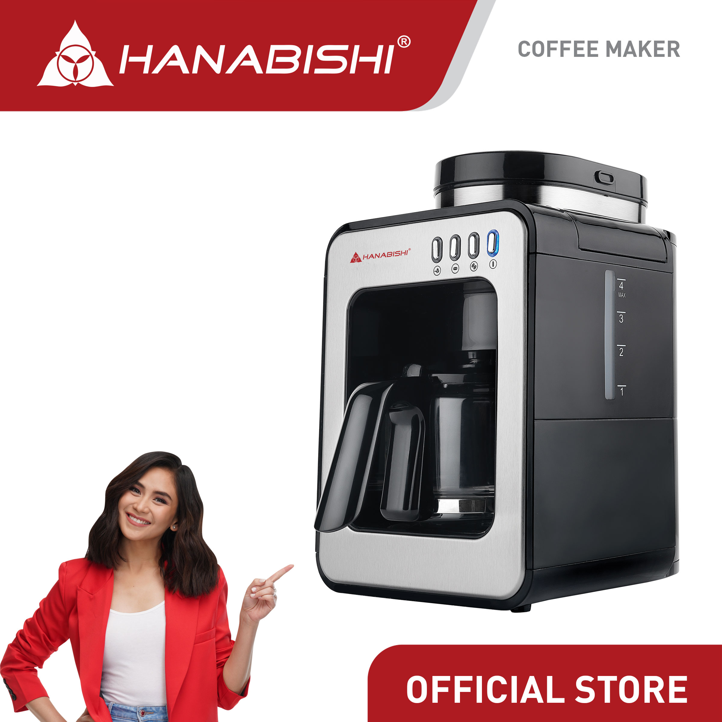 Hanabishi 2IN1 Grinder And Coffee Maker HGRCM2IN1 Smart design
