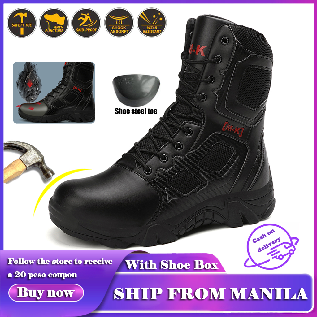 RJ Men High Cut Tactical Boots Antismash Combat boots Tactical shoes