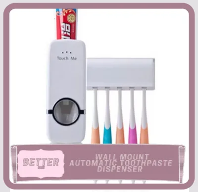 Better One Wall Mount Automatic Toothpaste Dispenser and Toothbrush Holder