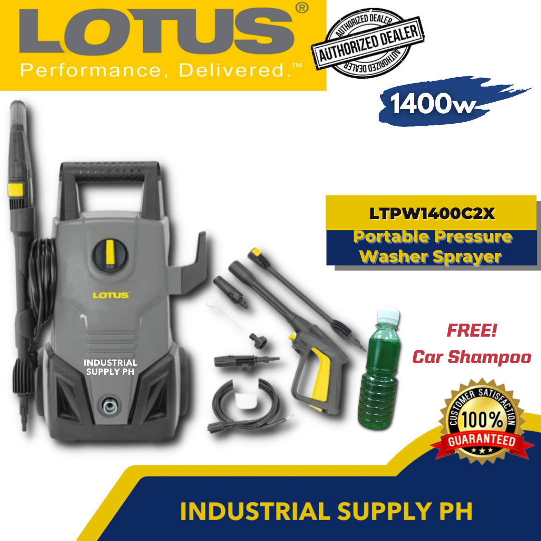 LOTUS LTPW1400C2X 1,400 Watts Portable Pressure Washer Sprayer + FREE
