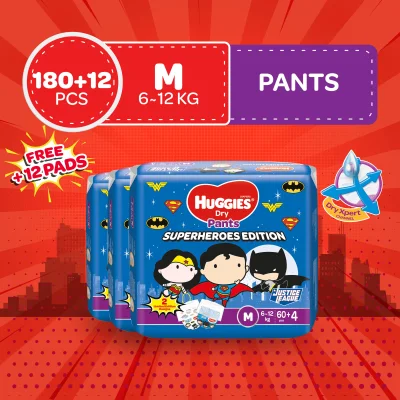 Huggies Dry Pants Superheroes Edition Medium - 64 pcs x 3 Packs
