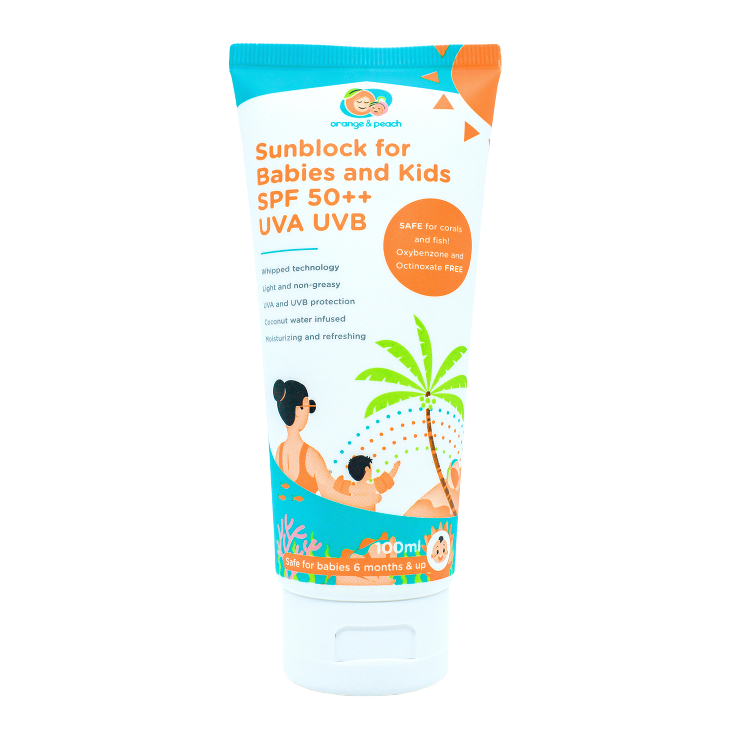 Orange and Peach Sunblock for Babies and Kids SPF 50 Sunscreen and Sun