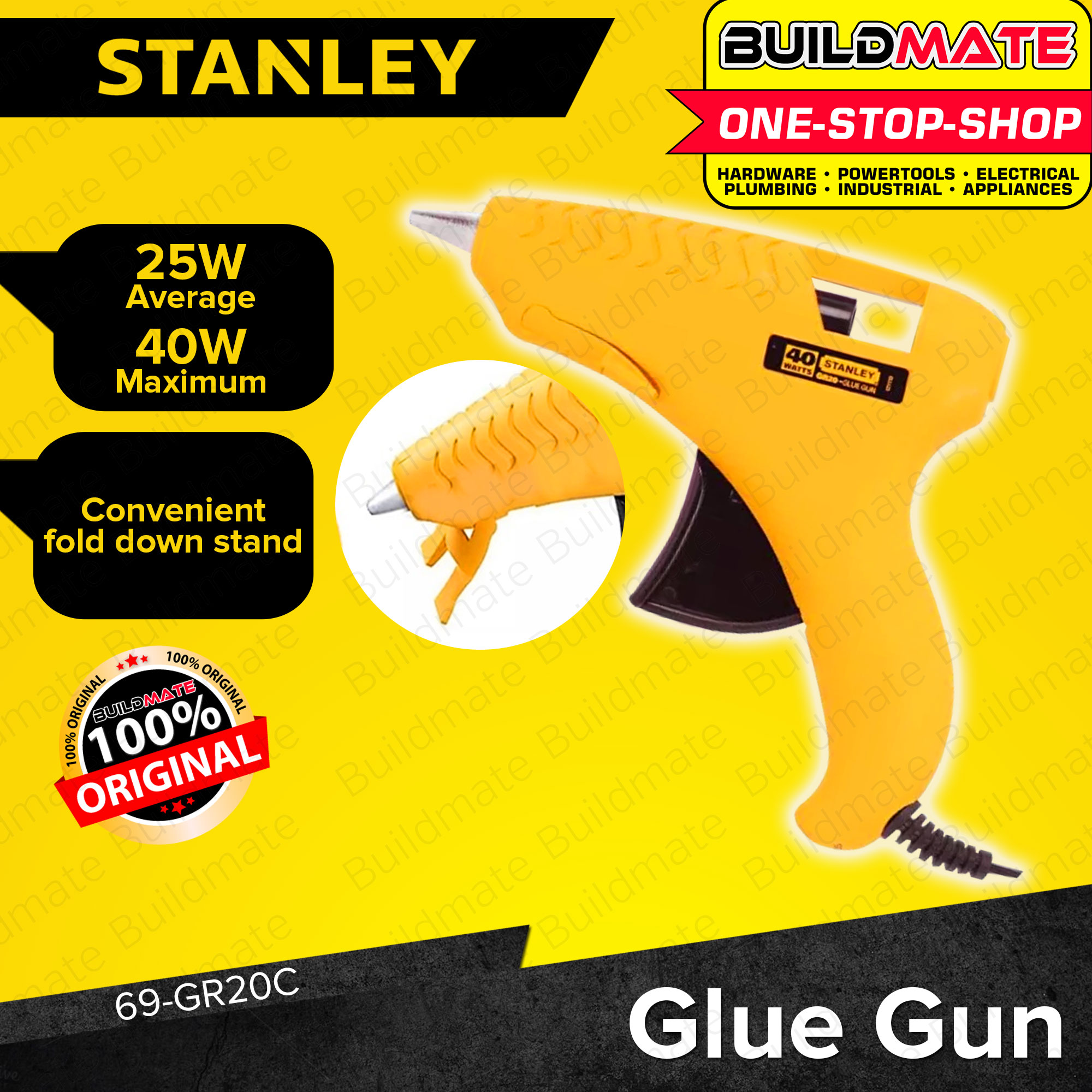 STANLEY Heavy Duty BIG Glue Stick Gun 40W 69GR20C BUILDMATE SHT