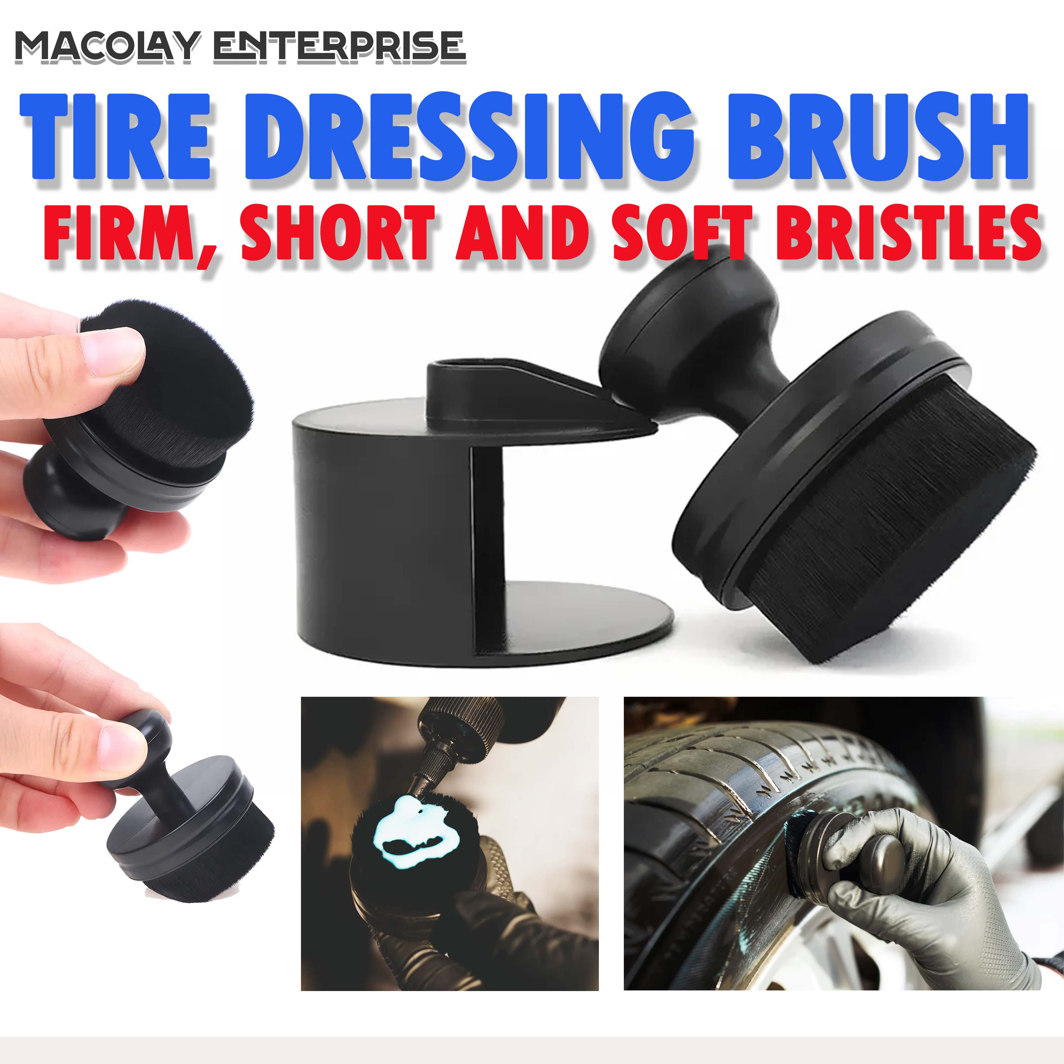 WH-34 Tire Dressing Brush Firm Short and Soft Bristles by MacoLAy  Enterprise