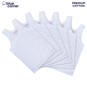 Blue Corner Premium Cotton White Sando Tank Top for Kids