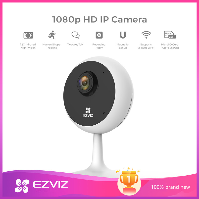 EZVIZ C1C 720p Indoor WiFi Security Camera Smart Motion Detection Zone Full Duplex Two-Way Audio 40ft Night Vision 2.4GHz WiFi Supports MicroSD Card up to 256GB