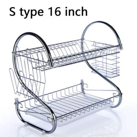 New Stainless Dish Rack Drainer 2 Layer Dish drainer rack Dish Drying Rack Dish Racks With Drain Board Utensil Holder Stainless Steel Generic Plate Dishes Drainer For Kitchen Counter Free Shipping Cod