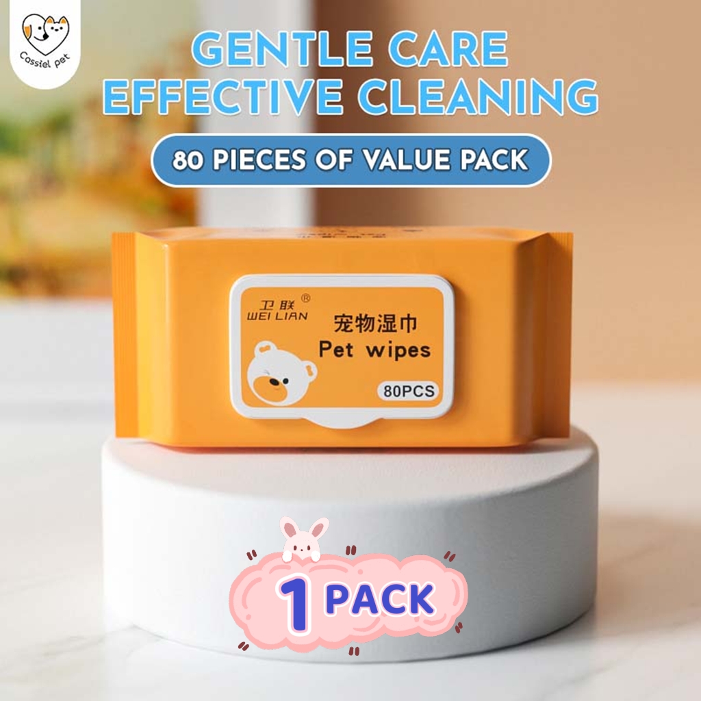 【CASSIEL PET】 80 Pieces Pet Wet Wipes / Dog, Cat and Rabbit Wipes / Wet