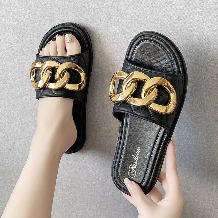 Outdoor Luxury Women Leather Slide Sandals Name Brand Designer