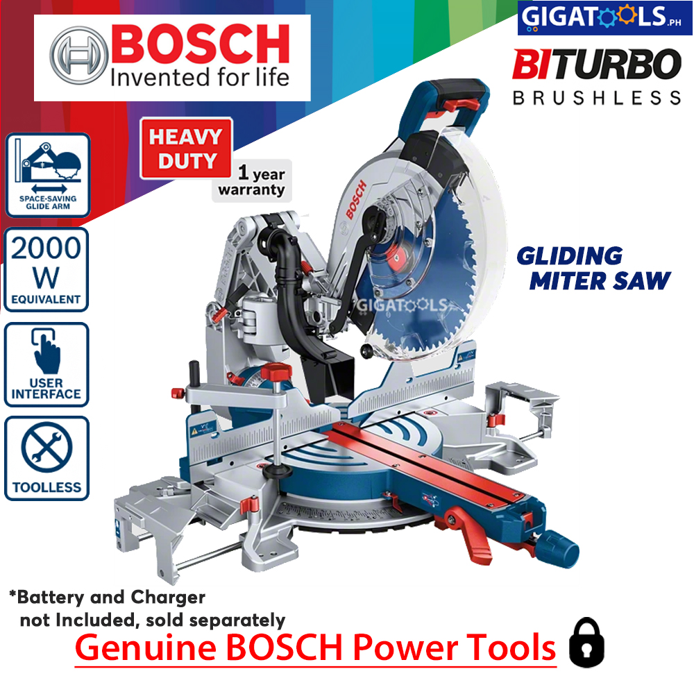 Bosch Professional GCM 18V-216 DC BITURBO Cordless Sliding Mitre Saw - Brushless, Equivalent To 1800W Corded-387398