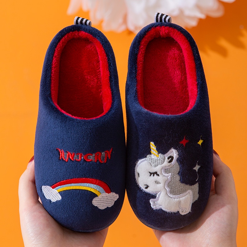 Children's Slippers Winter Warm Slippers For Home Cartoon Cat Non