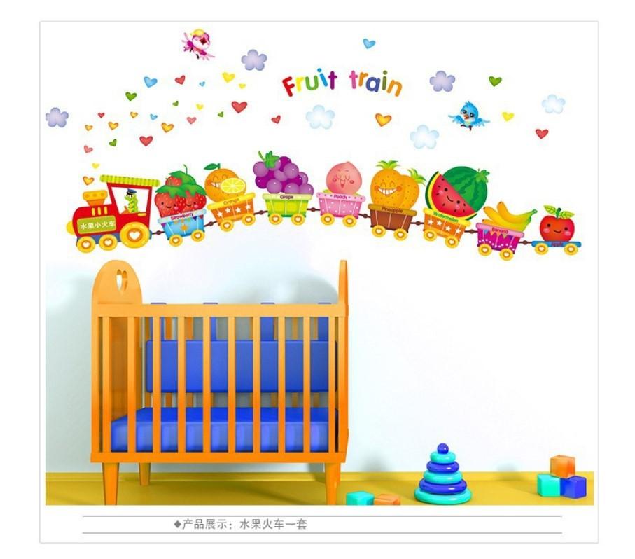 DLX0243 Kindergarten Children's Room Bedside Lovely Removable Wallpaper  Happy Fruit Animal Train | Lazada PH