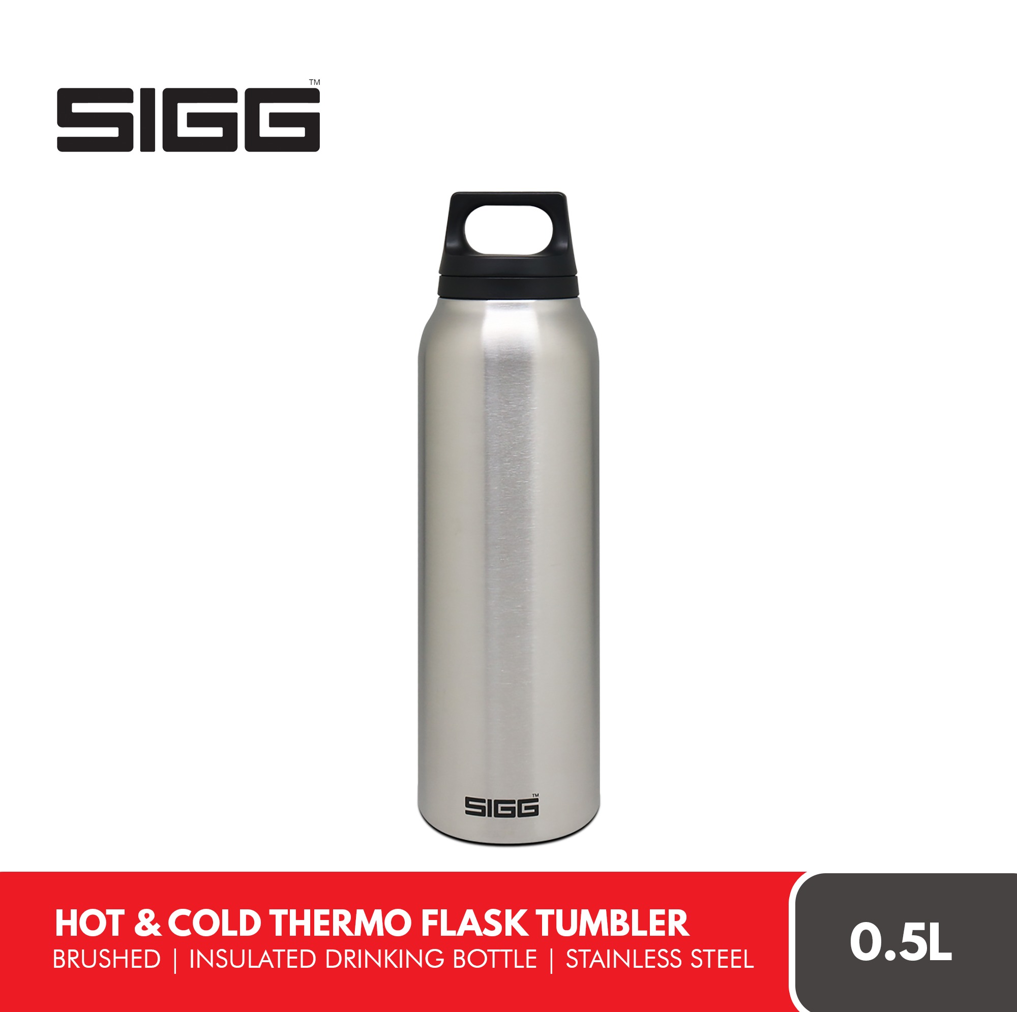 SIGG Hot & Cold Brushed (Silver) with Filter 0.5L Thermo Flask Tumbler, Vacuum Flask Drinking Bottle Double-Walled Stainless Steel, Sports Tumbler, Travel Mug, Coffee Mug