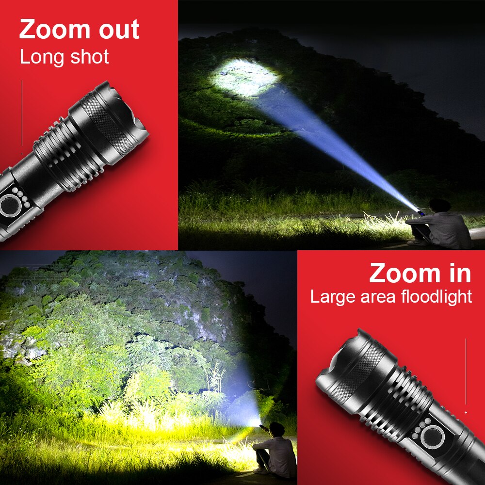 Xhp90 Lampe Torche Led, 100000 Lumens, Haute Performance, Pile Usb