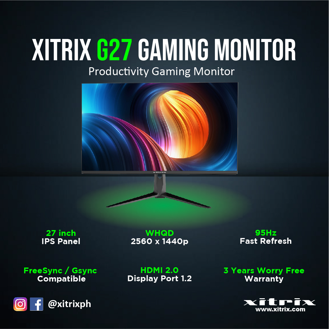 Xitrix G2720 27inch 95Hz IPS DCI-P3 95% HDR WQHD 2560 x 1440 Wide - Main Image