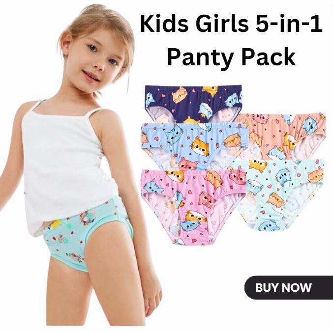 Kids Underwear 5-in-1 Bikini Panty for Girls (3-10 years old) -  High-Quality, Durable, and Breathable! Comfy Elastic Waistband, Smooth Leg  Bands. Absorbent Cotton, Antibacterial. Limited Time Sale!