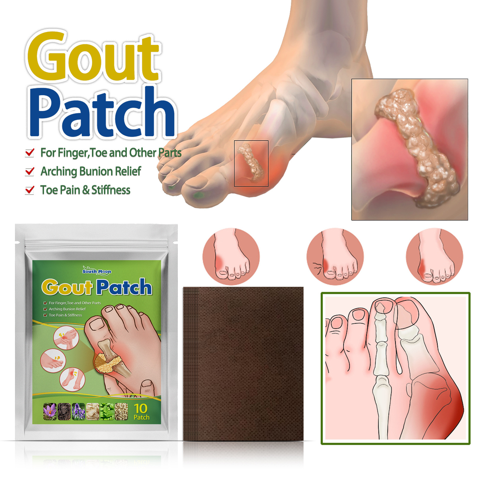 Windy`s Home Gout Patch for Finger Toe Joints Cervical Spine Lumbar