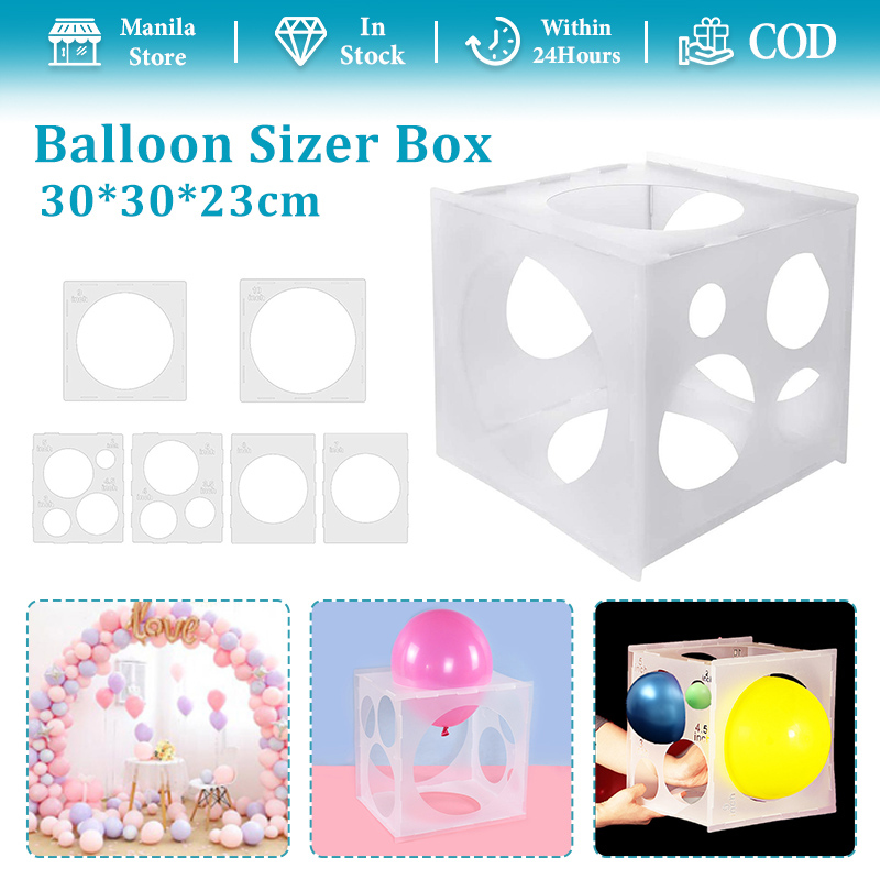 11 Holes Balloon Sizer Box Cube Collapsible Balloon Size Measurement Tool  for Birthday Wedding Party Balloon Decorations