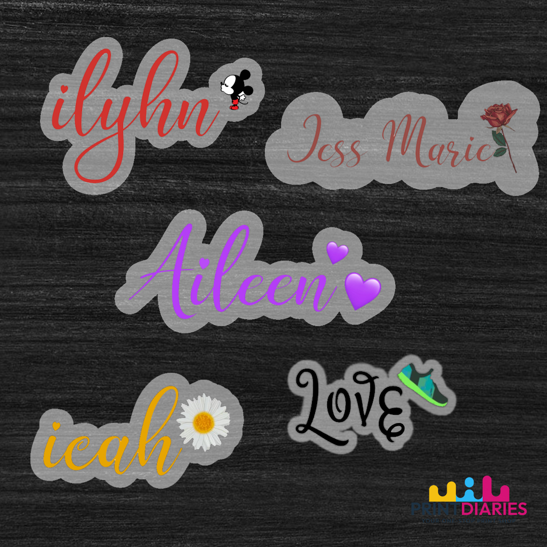 Transparent Customized name sticker for aquaflask,helmet, tumbler