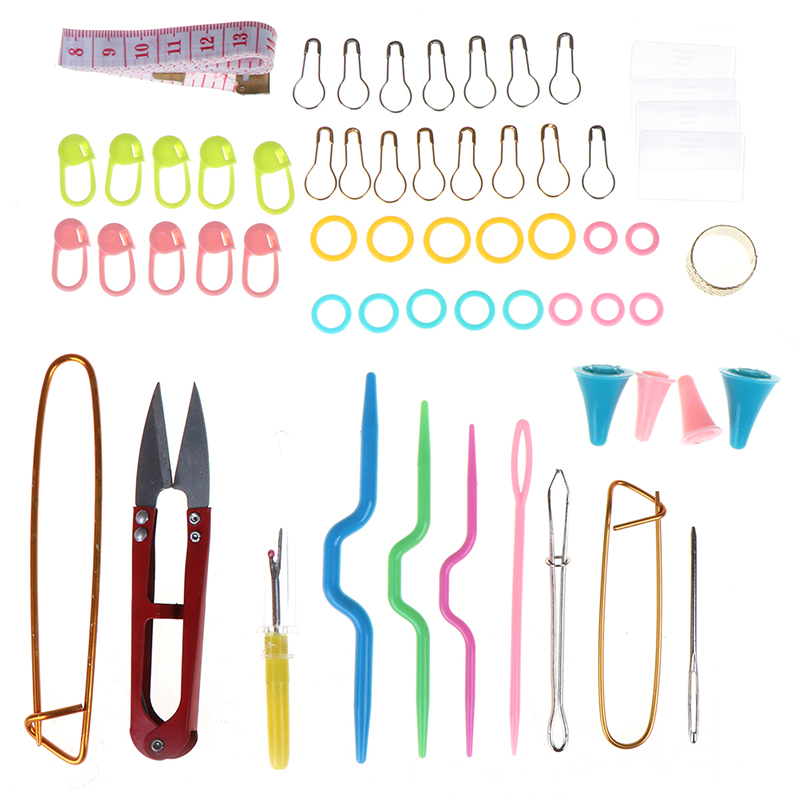 Crafts 56 pcs Crochet Hook Knit Yarn Weave Knitting Needle Marker Tool