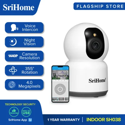 SRICAM SriHome SH038 5G WiFi 4MP QHD 1440P Built-in Mic & Speaker Full Color Night Vision Indoor CCTV Camera Connect to Cellphone IP Camera
