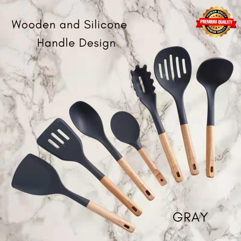 7pcs/set Heat-resistant Silicone Kitchen Cooking Utensils, Including  Spatula, Spoon, Skimmer, Suitable For Non-stick Cookware, Dishwasher Safe