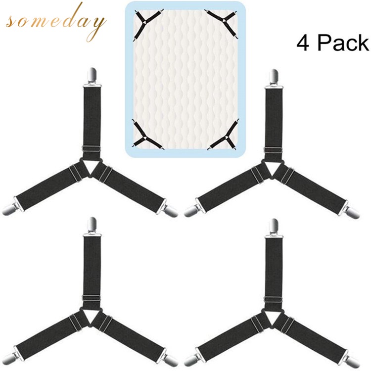 Triangle Bed Mattress Sheet Corner Clips 4pcs Grippers Adjustable