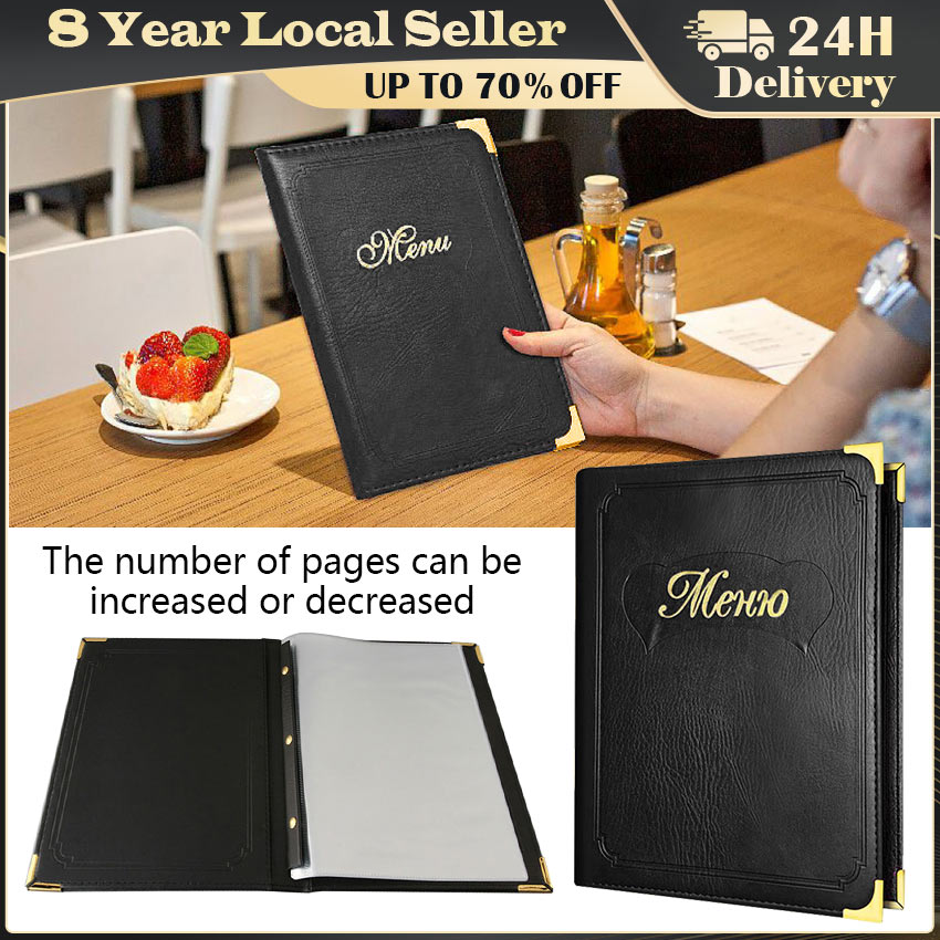 Noda Genuine Leather Custom Restaurant Menu Folder - Branded Menu Cover - Leather Menu Book - 2024 Engraved Menu - Menu Holder - Leather Menu