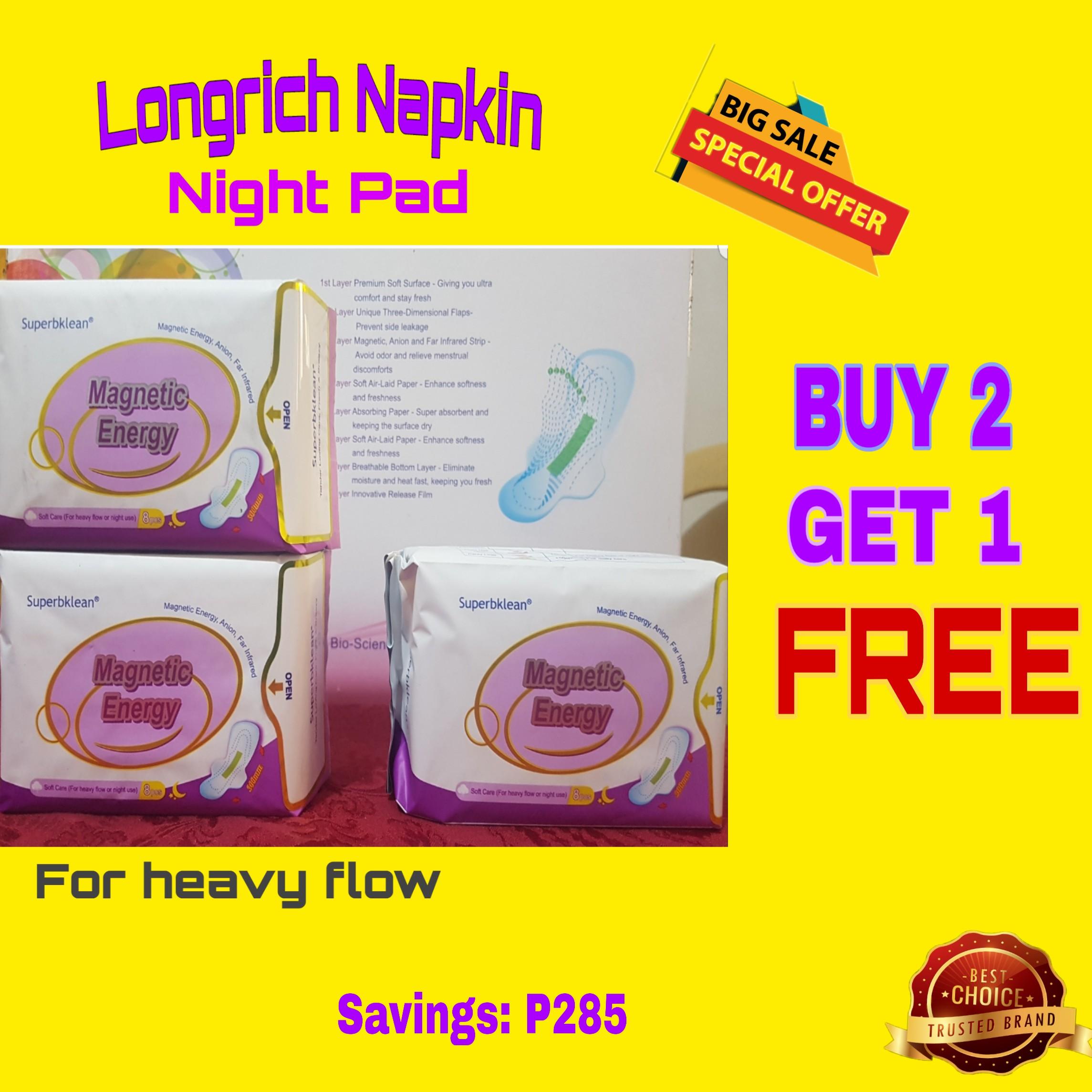 SANITARY NAPKIN WITH ANION Promo packs of 3 (LONGRICH NAPKIN FOR NIGHT