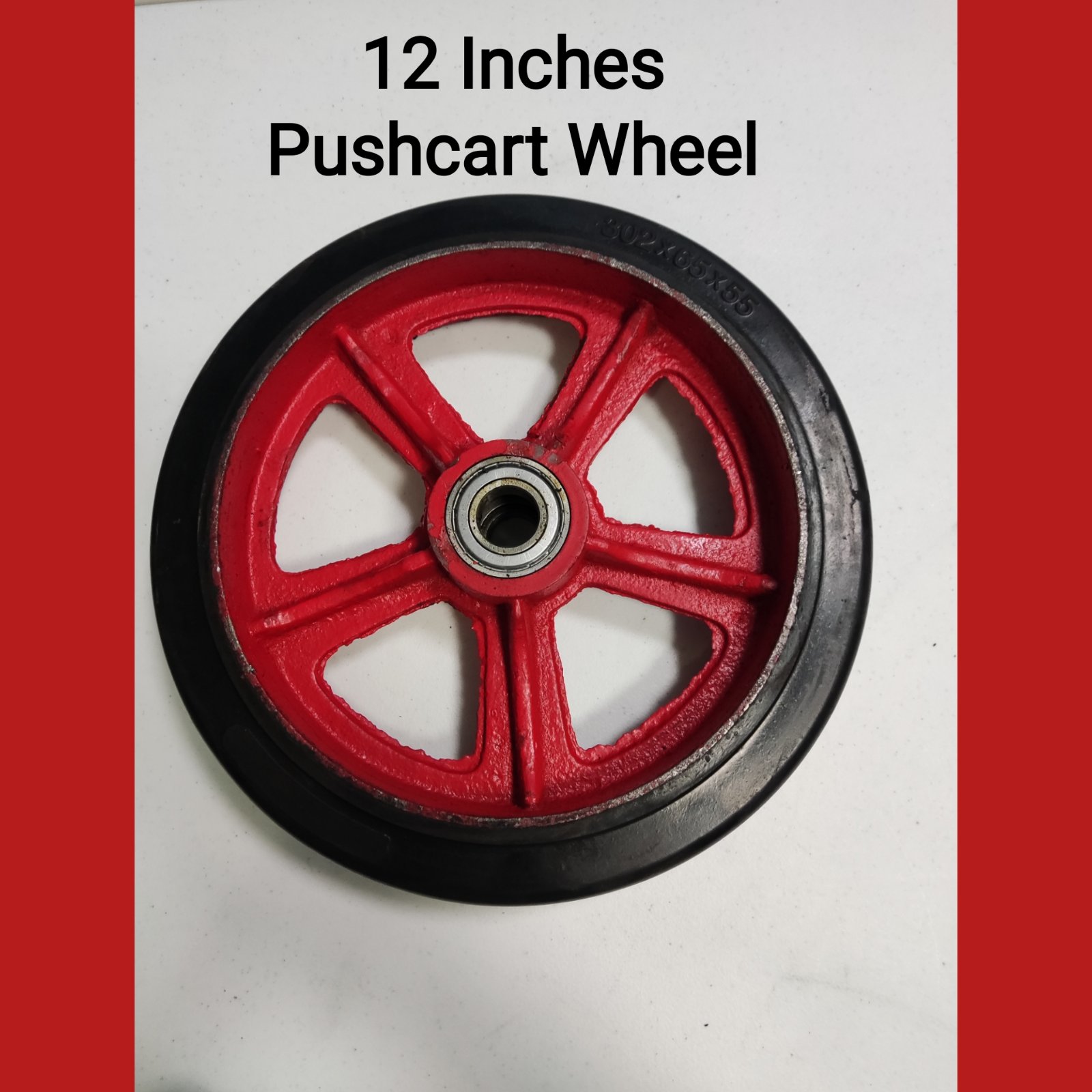 Push Cart Wheel 12" Heavy Duty Steel Body Rubber Wheel Lazada PH
