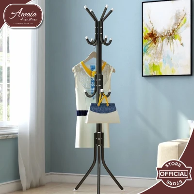 Amaia Furniture Iron Coat Rack Shelf Handbag Hat Hanger Scarf Holder Stand Rack