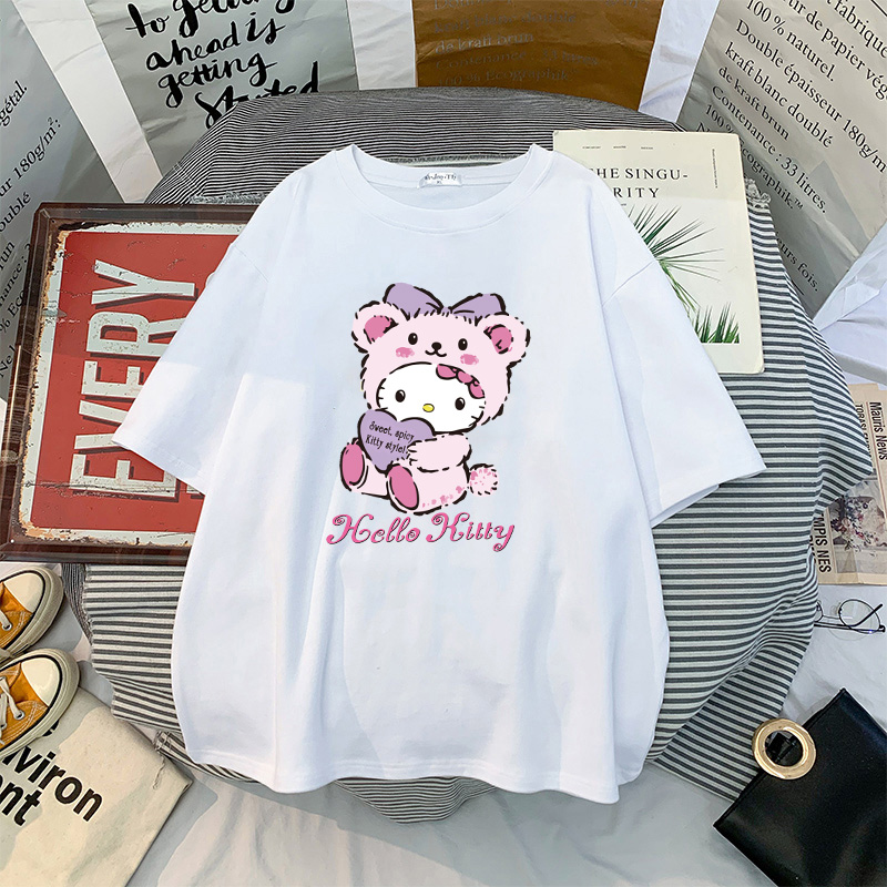 Sanrio Hello Kitty Dark Style Graffiti T-shirt Y2k Harajuku