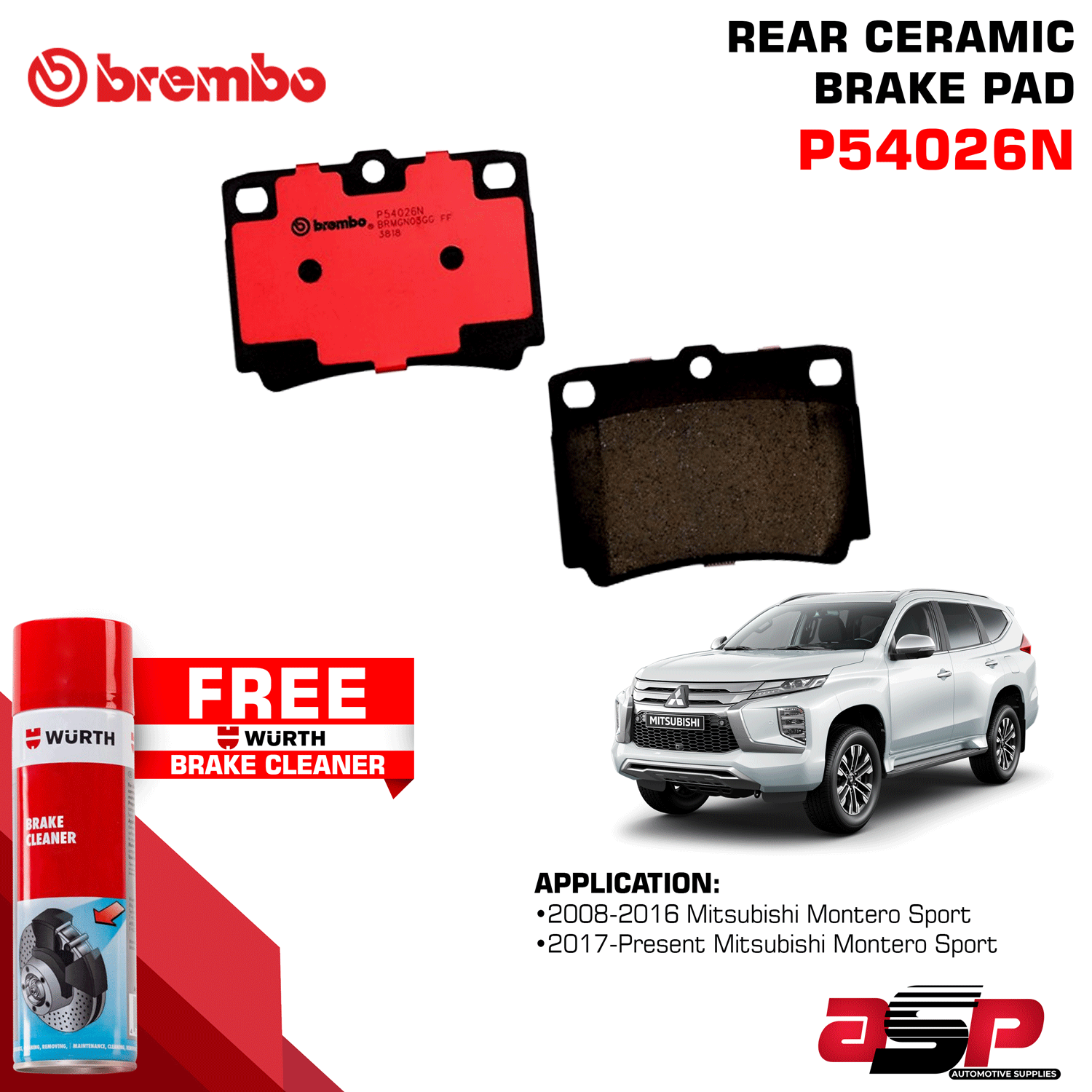 Brembo P54026N Ceramic Rear Brake Pads for Mitsubishi Montero 2008