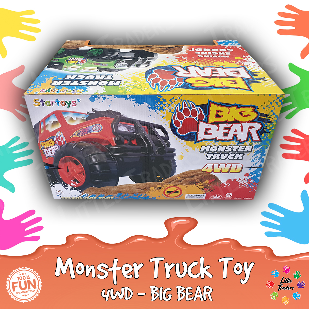 Big Bear Monster Truck Toy Car || Big, Multi-terrain, Heavy-duty,  Pull-back, No Batteries needed