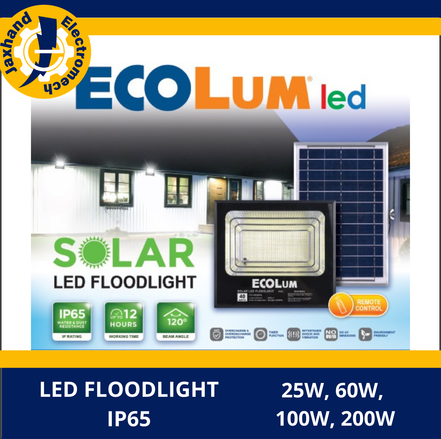 Solar Led Floodlight 25W 200W IP65 Ecolum Lazada PH