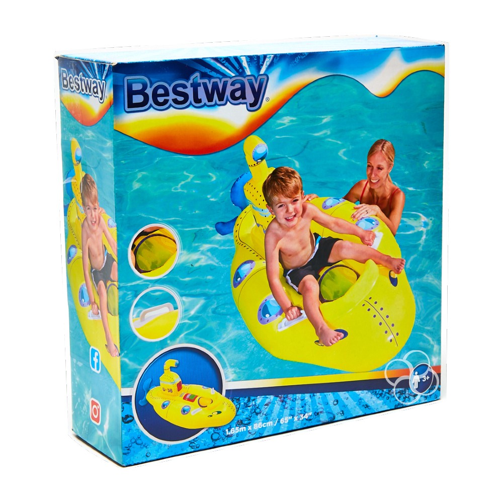 Bestway H2OGO! Unsinkable Submarine Rider Inflatable Pool Float 65" x