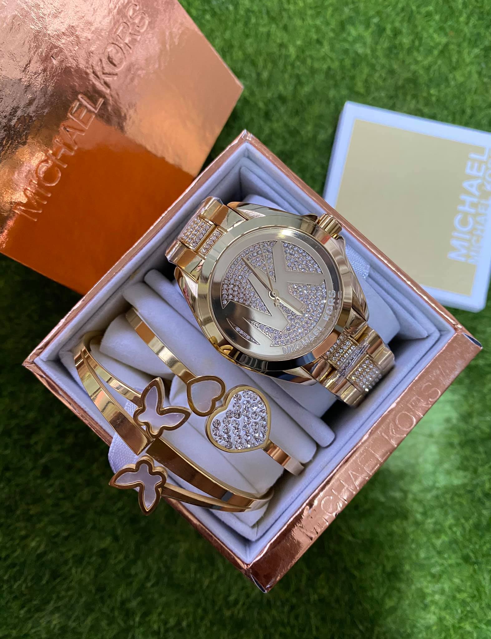 Michael Kors Womens Kacie Rose GoldTone Watch and Bracelet Gift Set  MK3569  Amazonin Fashion